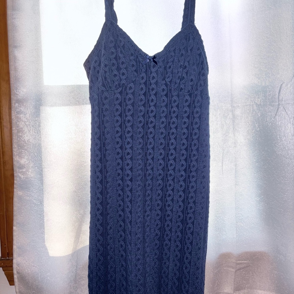 No Boundaries Navy Crochet Knit Mini Dress